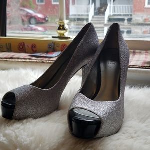 Silver sparkly Ana Heels